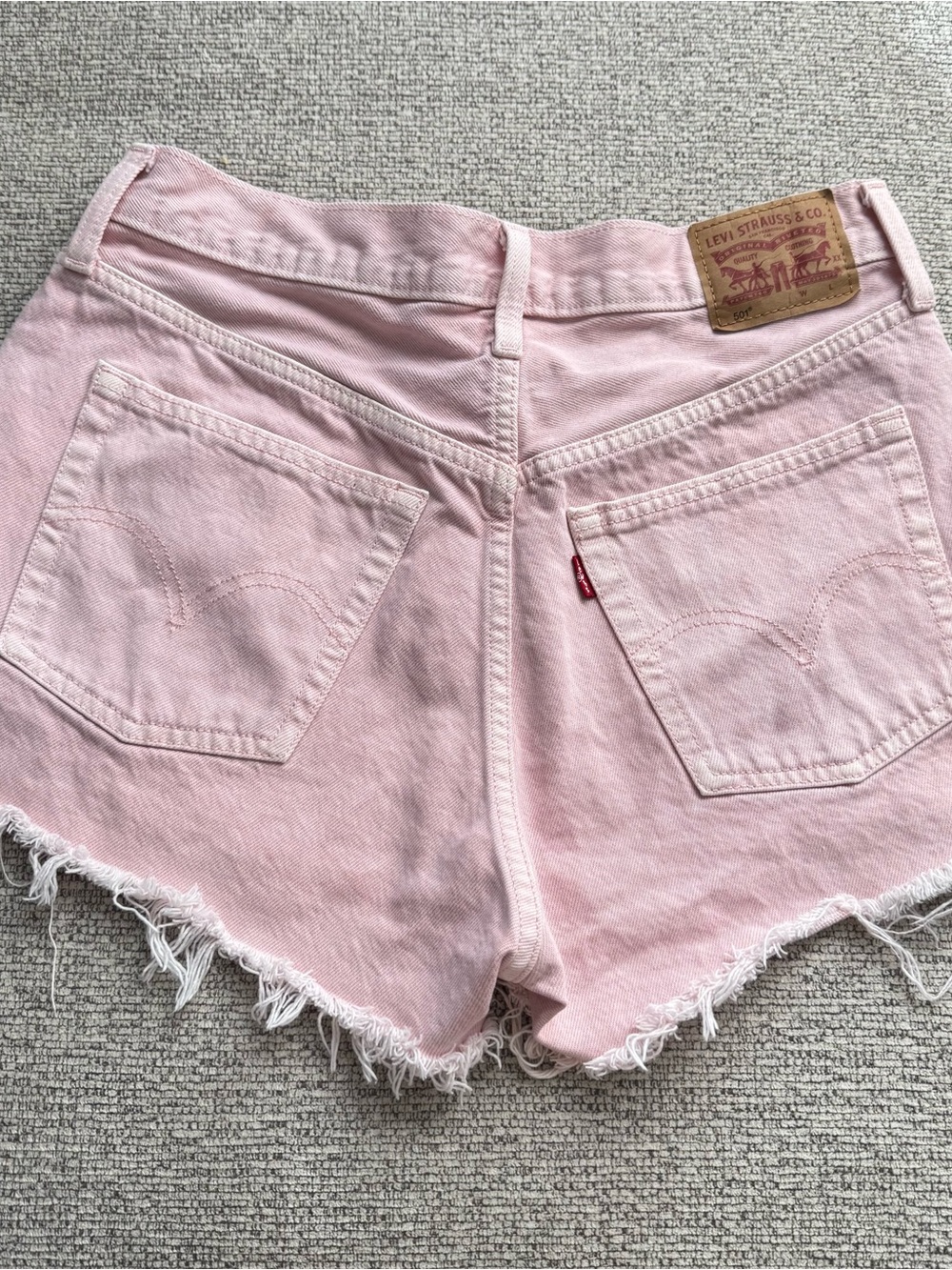 Levi's Light Pink Denim High-Rise Cutoff Shorts